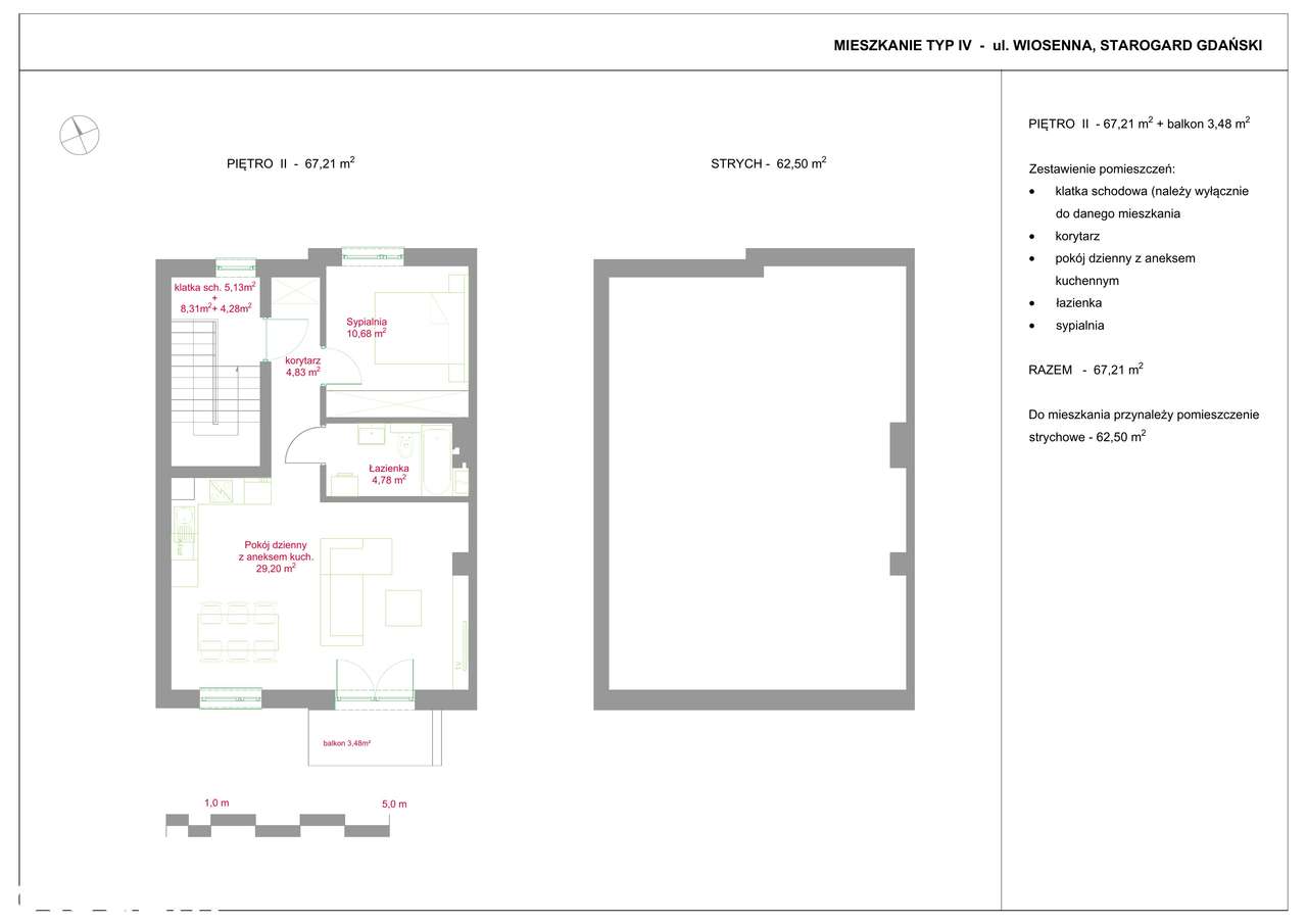 Lok. mieszkalny, zab. szeregowa, 67m²+strych Starogard Gd. ul.Wiosenna - Pełny obrazek: 3/3