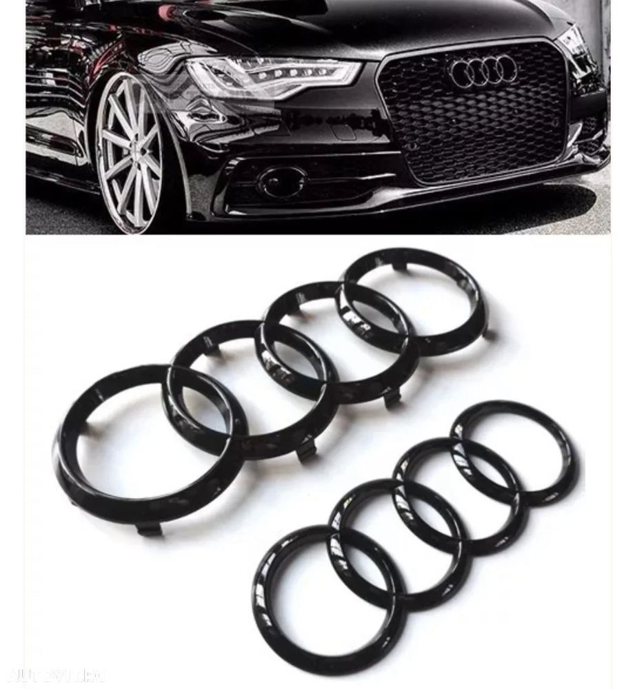 Emblema-Sigla-Logo-Cercuri-Audi-Neagra-A3-A4-A5-A6-A7-A8-Q3-Q5-Q7-Q8 - 1