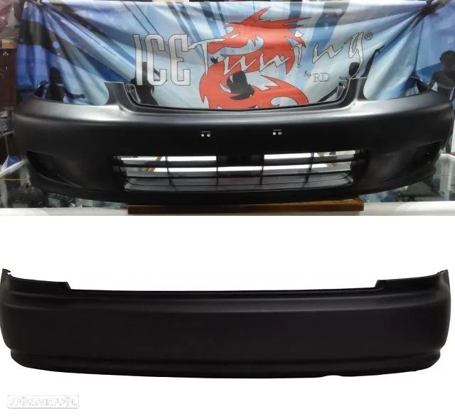 Kit completo TYPE R LOOK para Honda civic 96-98 OU 99-01 3 portas / hatchback em plástico (para-choques frontal sem frisos + traseiro sem frisos + lip frontal + traseiro + aileron + grelha) - 2