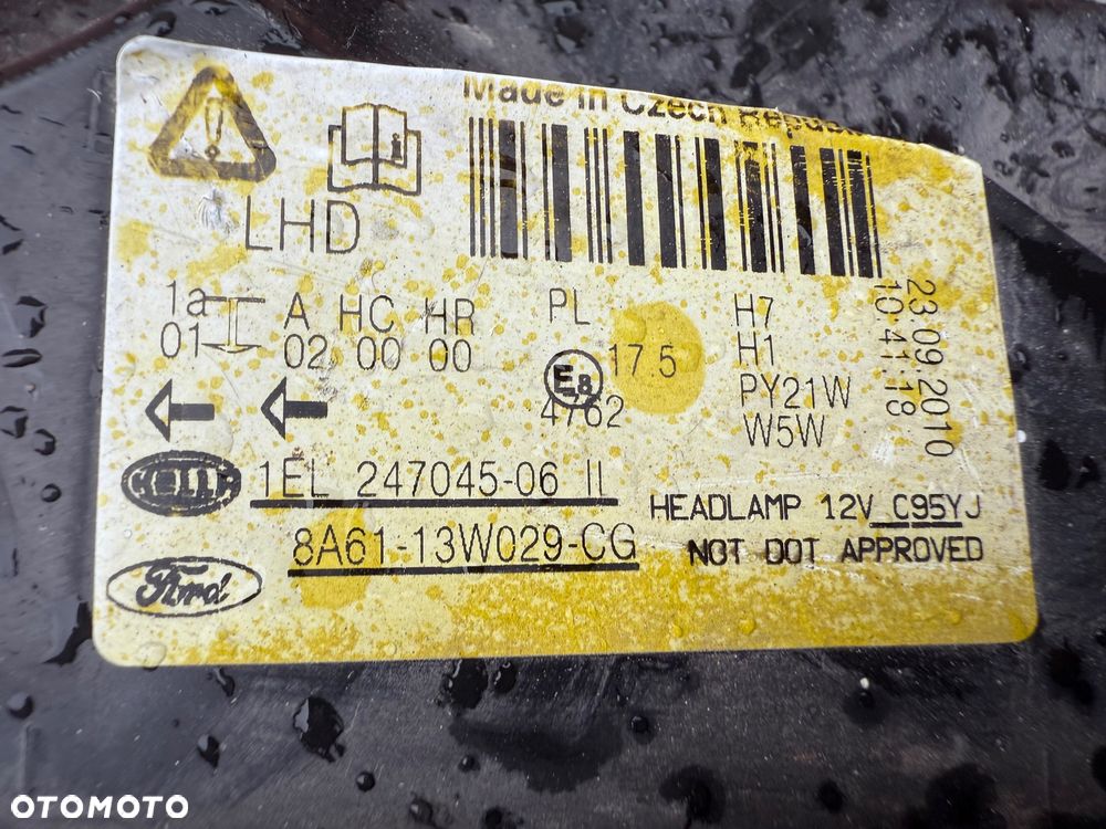 Lampa przednia FORD FIESTA MK7 SOCZEWKI KOMPLET EUROPA ORYGINALNE HELLA - 6