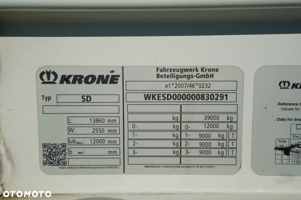 Krone / KONTENER / WINDA DHOLLANDIA - 3000 KG / ROLETA / OŚ PODNOSZONA / OSIE KRONE - 32