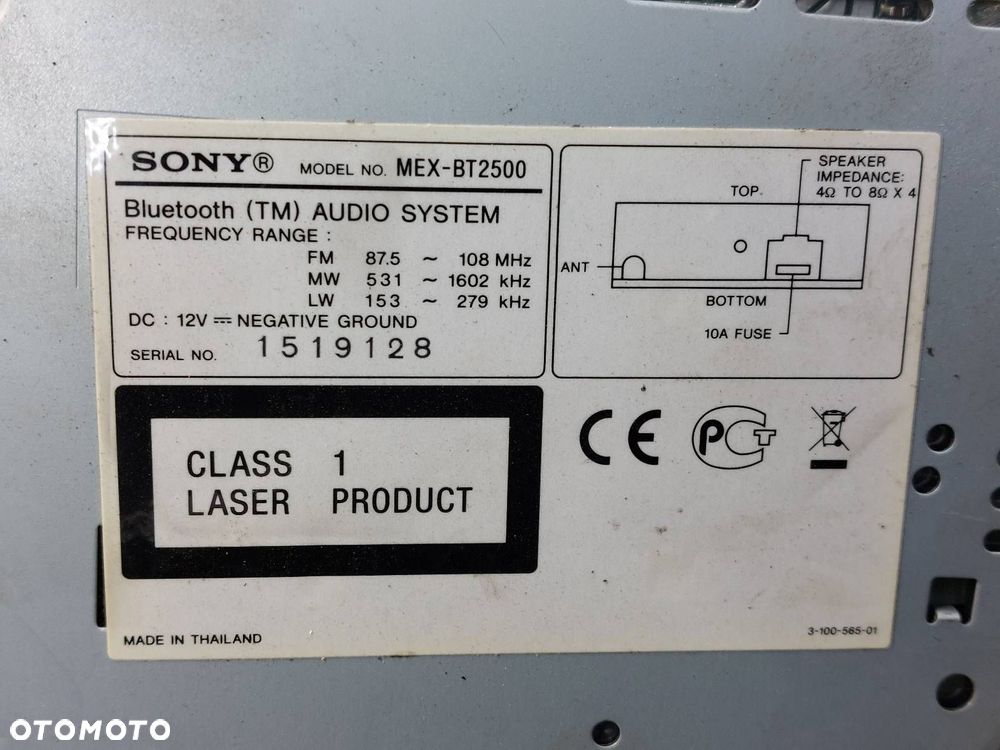 RADIO ODTWARZACZ SAMOCHODOWY SONY MEX-BT2500 DRIVE S CD AUX BT - 5