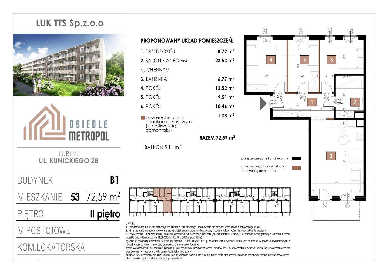 Budynek 1 Mieszkanie 53 | 4 pokoje z aneksem
