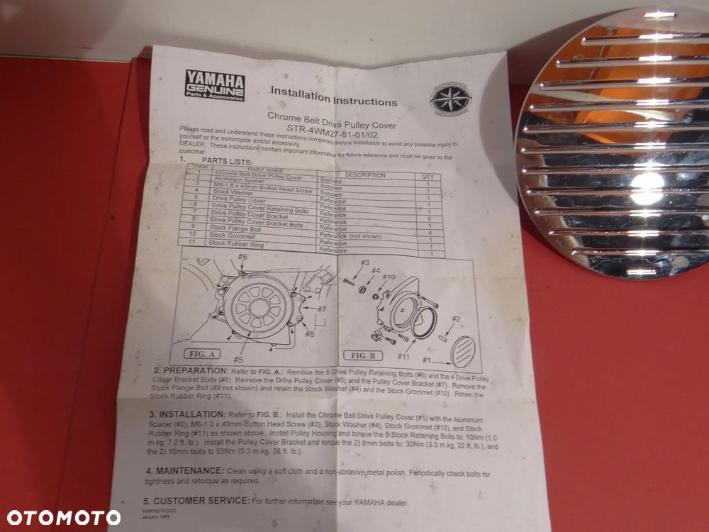 YAMAHA XV 1600 1700 ROAD STAR POKRYWA NAKŁADKA OSŁONA KOŁA PASOWEGO PULEJA Y077 - 10