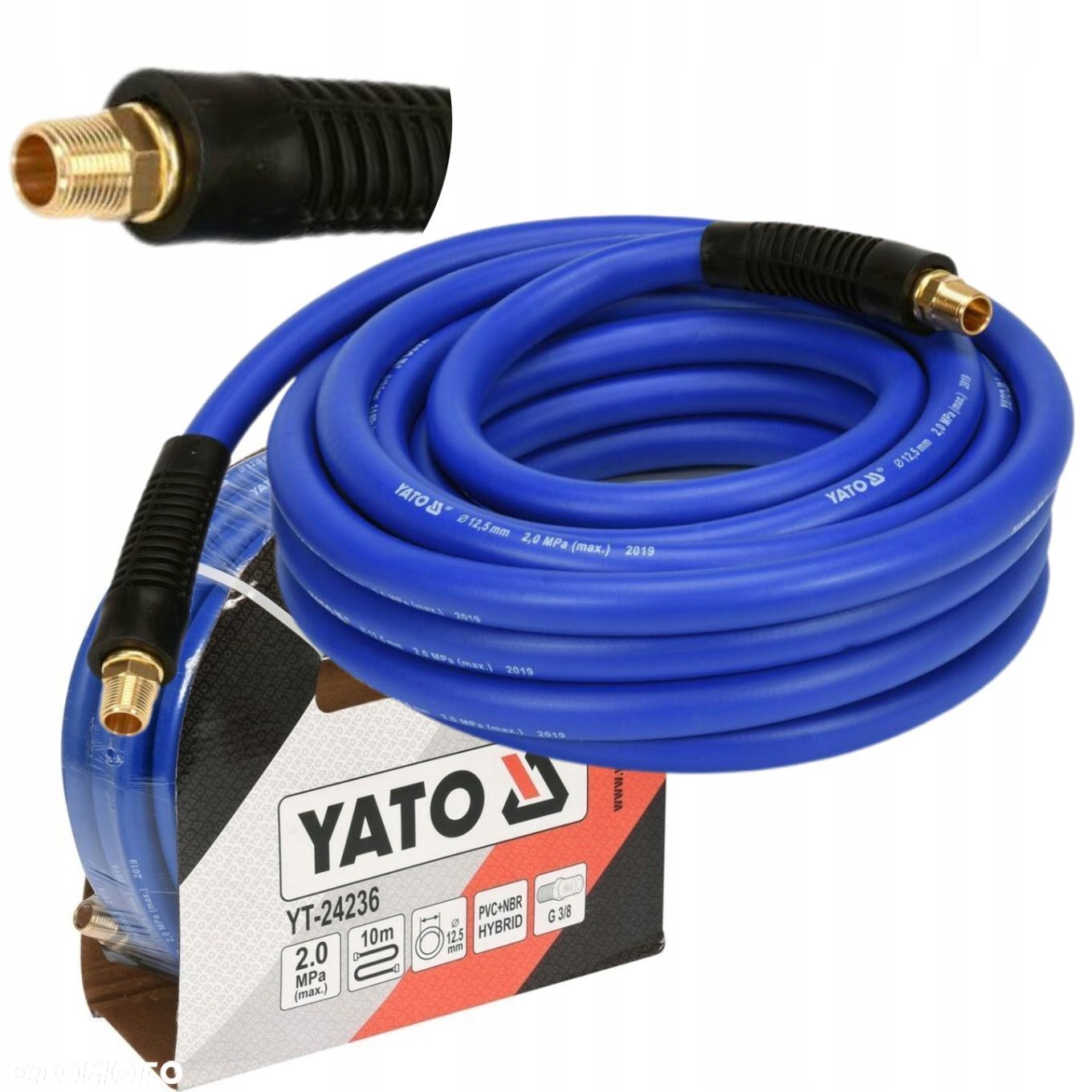 YATO WĄŻ PNEUMATYCZNY HYBRYDOWY 1/2" 10M KOŃCÓWKI G3/8" 20 BAR YT-24236 - 1