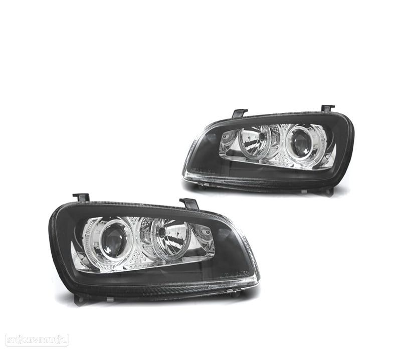 FAROIS FRONTAIS TOYOTA RAV-4 94-00 OLHOS DE ANGEL FUNDO PRETO - 1