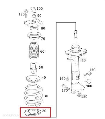 MERCEDES W204 W207 W212 W218 Podkladka amortyzatora dolna OE - 2
