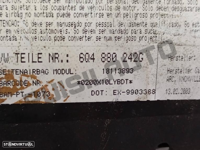Airbag Banco Direito 6q488_0242g Vw Polo Iv (9n) [2001_2012] 1. - 3