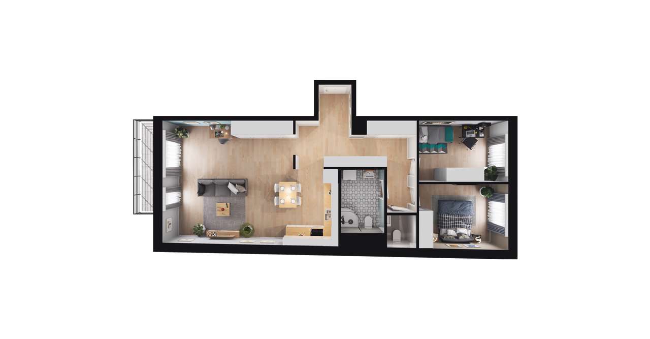 3-pokojowe mieszkanie 77m2 + balkon Bez Prowizji - Pełny obrazek: 3/8