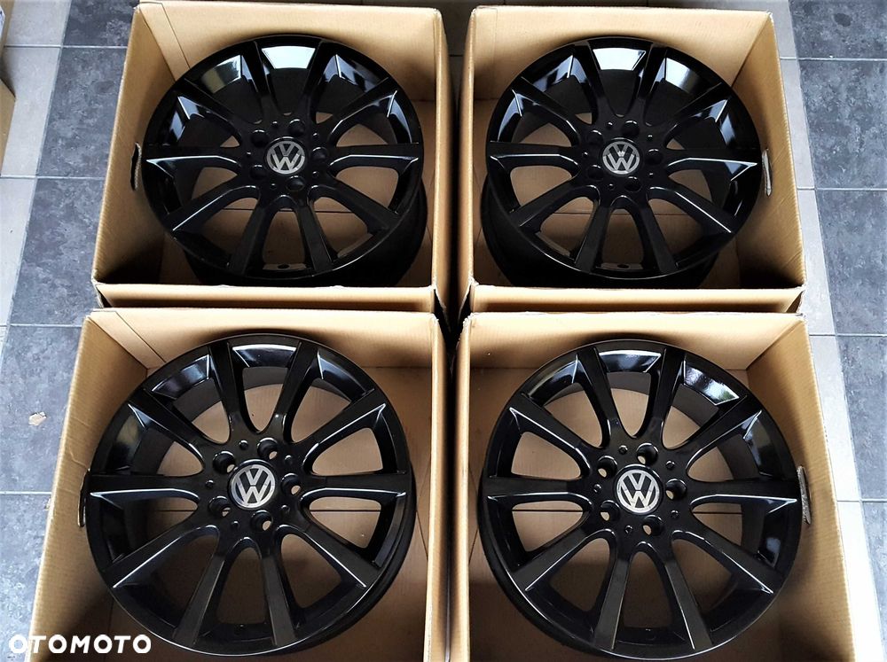 Alufelgi 17 5x112 VW Golf Passat Touran Jetta Caddy T-Roc Czarne 738# - 7