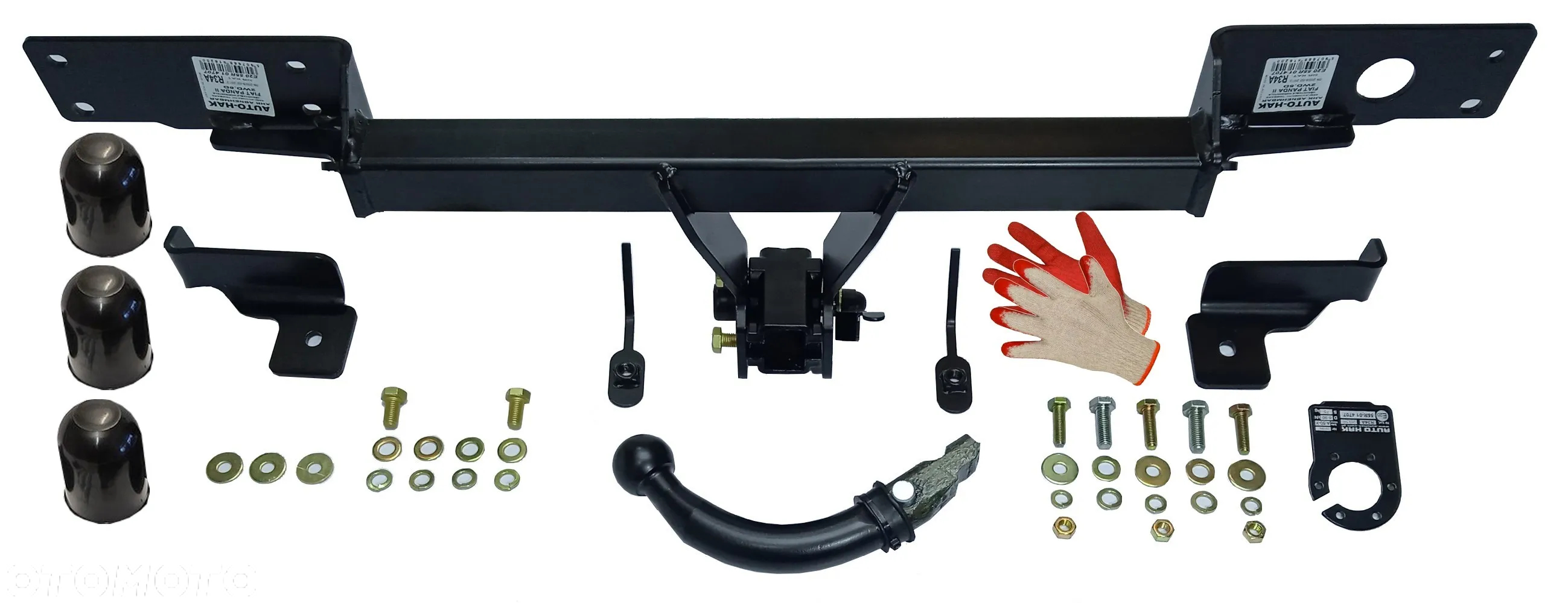 ZAPINANY AUTOMAT HAK HOLOWNICZY Z KULA WYPINANA POZIOMO+OSŁONKI do FIAT PANDA 2 II 2003do2012 5drzw - 2