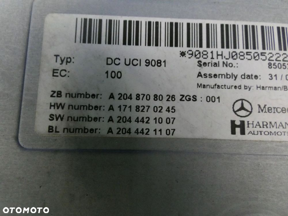 MERCEDES CLC W203 CL203 C W204 MODUŁ WZMACNIACZ AUDIO INTERFACE - 2