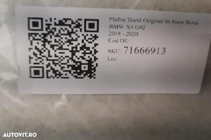 Plafon Textil Original In Stare Buna  BMW  X4  G02 [2018 - 2020] - 7