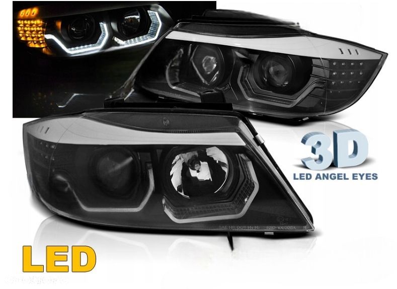 LAMPY REFLEKTORY DO BMW E90/E91 OD 2005 DO 2008 Ringi 3D DIODOWE KIERUNKI - 1
