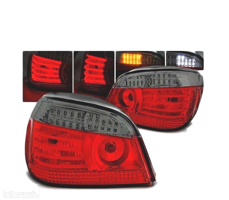 FAROLINS TRASEIROS LED BMW E60 03-07 VERMELHO FUMADO ESCURECIDO - 1