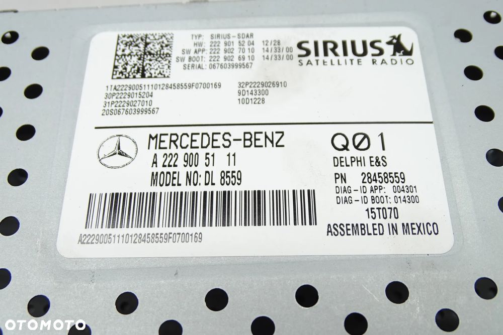 MERCEDES S KLASA W222 Tuner Wzmacniacz Radia A2229005111 - 3
