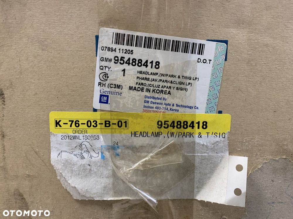 NOWA ORYGINALNA LAMPA PRAWA PRZEDNIA CHEVROLET SPARK M300 10-13 REFLEKTOR EUROPA 95488418 95950385 - 13