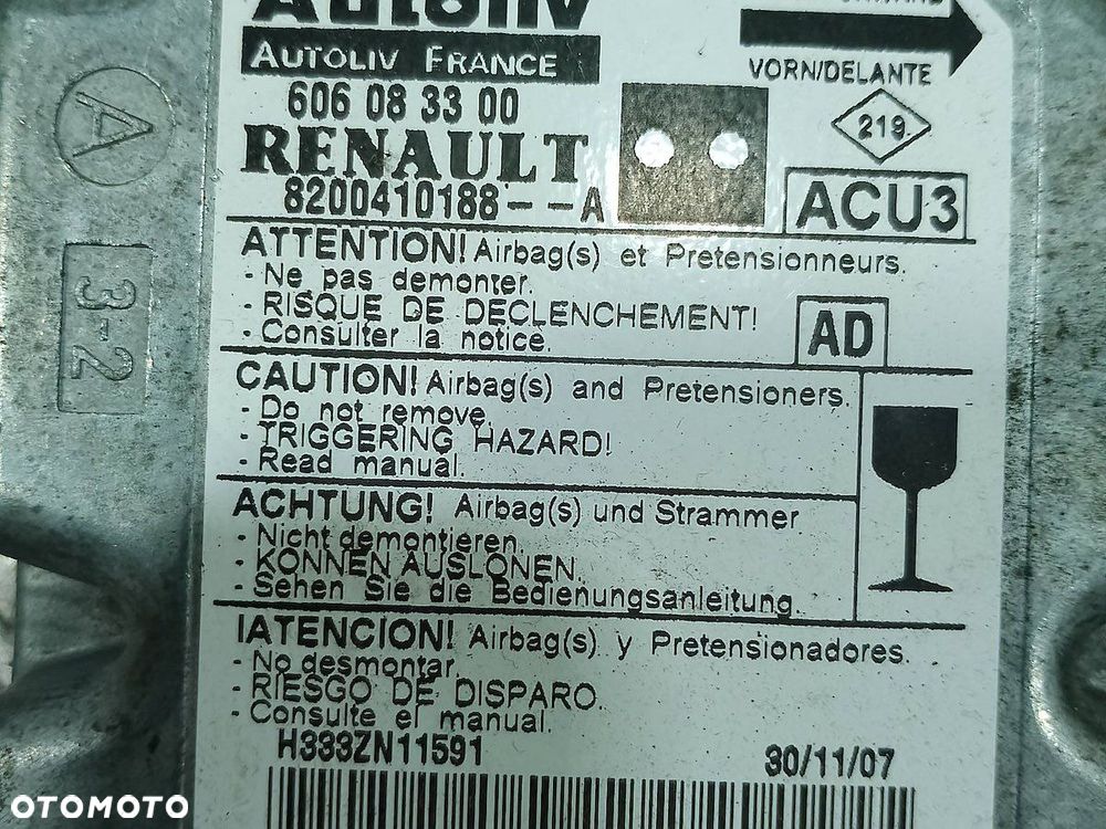 SENSOR AIRBAG RENAULT KANGO I 606083300  8200410188-A - 5