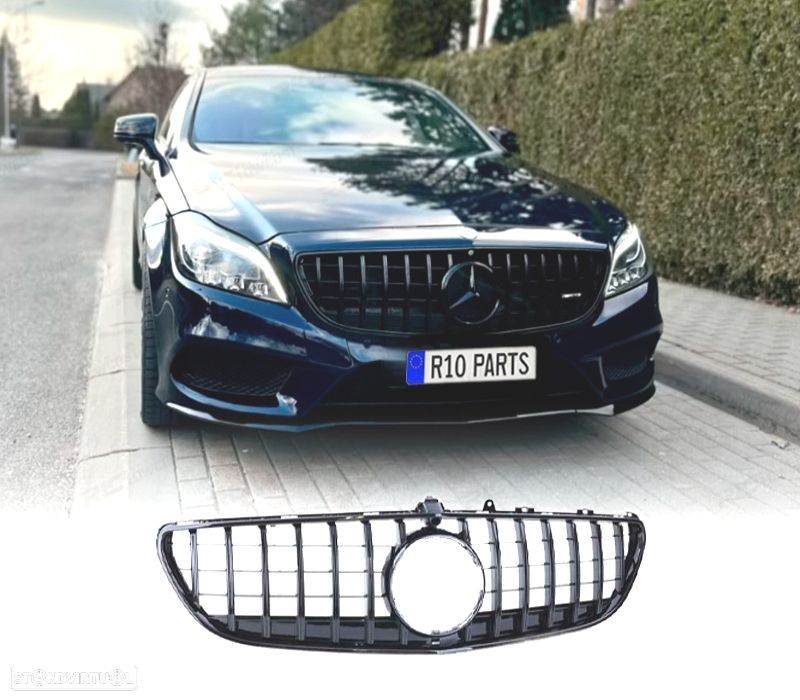 GRELHA FRONTAL MERCEDES CLS C218 W218 X218 14-18 PRETO BRILHANTE - 1