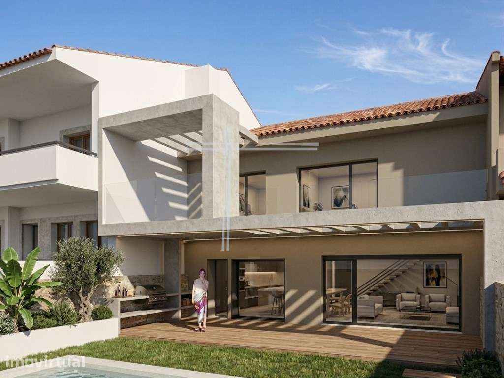 Moradia em banda T4, arquitetura contemporânea com piscina - Feijó - Grande imagem: 3/6