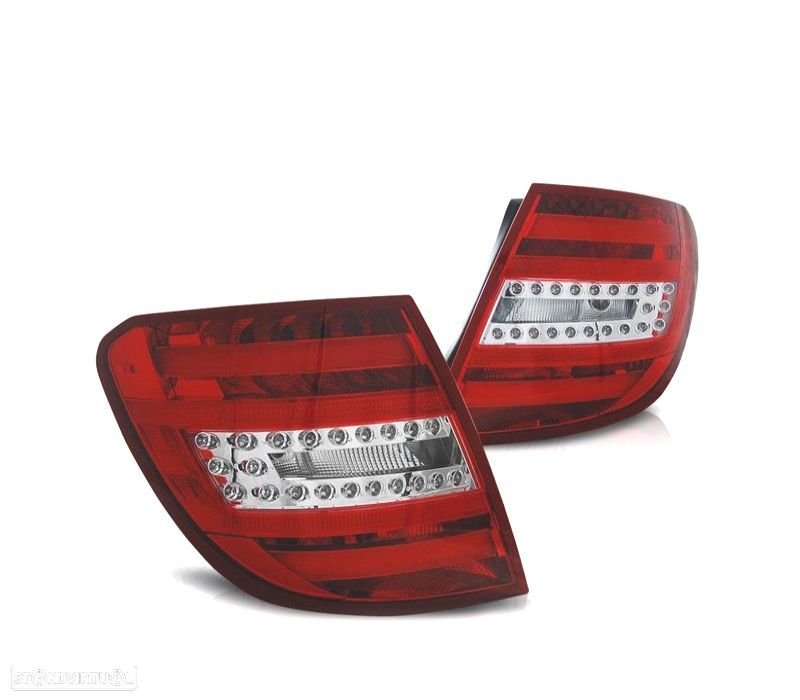 FAROLINS TRASEIROS PARA MERCEDES CLASSE C W204 KOMBI 07-11 LIGHT BAR VERMELHO CROMADO - 1