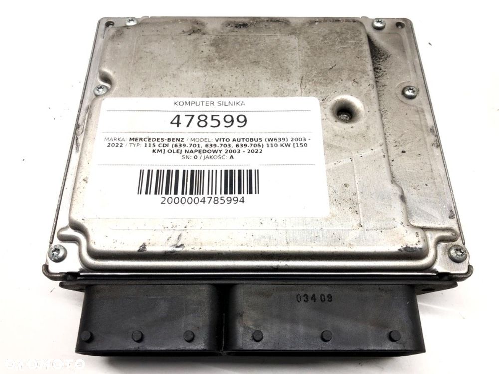 KOMPUTER SILNIKA  MERCEDES-BENZ VITO Autobus (W639) 2003 - 2022 115 CDI (639.701, 639.703, 639.705) - 3