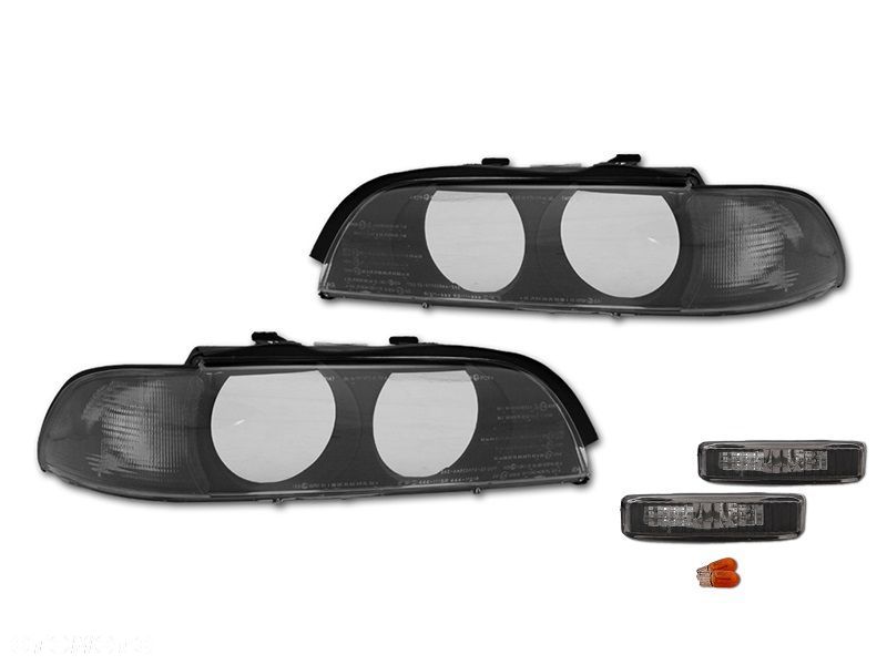 REFLEKTOR KLOSZ MIGACZ BOK KPL TUNING BLACK CZARNE DEPO BMW 5 E39 1996-2000 - 1