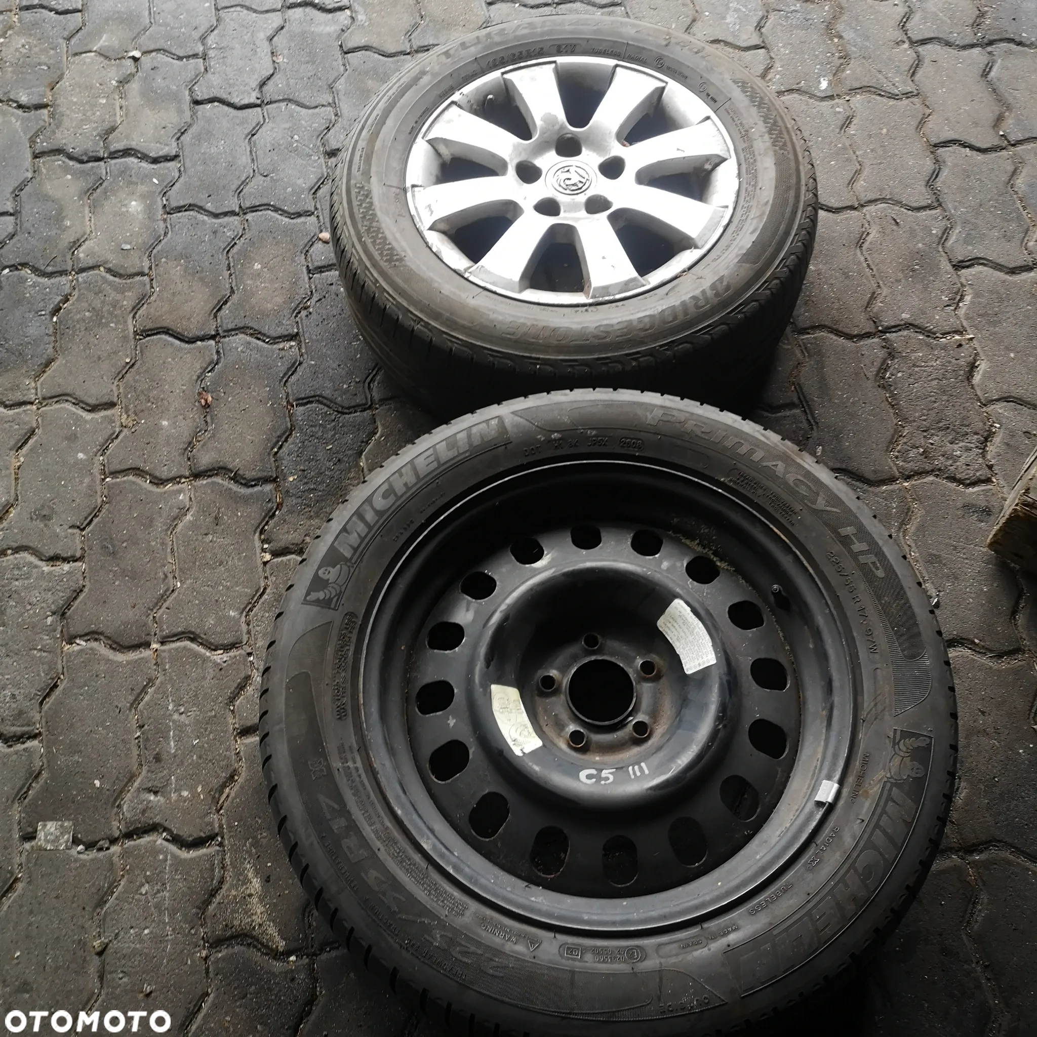 KOŁO ZAPASOWE STALOWE CITROEN III C5 R17" OPONY 225/55/R17 Z FELGAMI 17 ROZSTAW 5X108, KOŁO ALUMINIOWE OPEL R15 OPONY 195/65/R15 Z FELGAMI 15 ROZSTAW 5 ŚRUB - 2