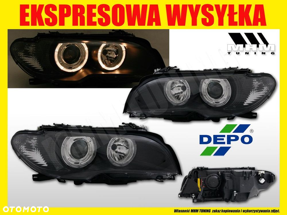REFLEKTOR LAMPA KPL TUNING SOCZEWKA CZARNE BMW 3 E46 COUPE LIFT LCI 2003-06 - 2