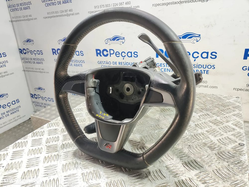 Volante Guiador Flat Bottom Original Pele Perfurada Seat Ibiza IV 6J FR 6J0419091AG - 2