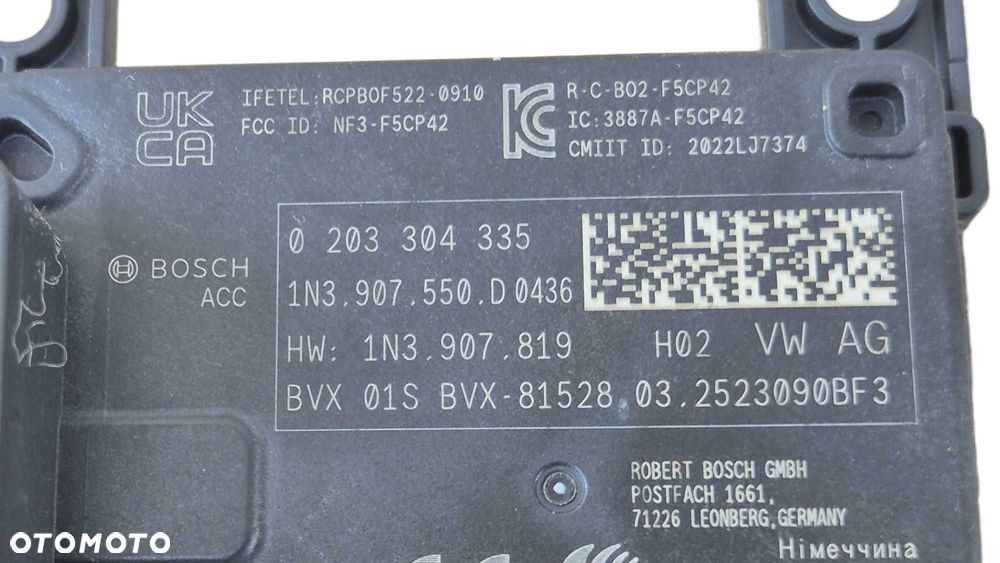 Czujnik Radar Moduł ACC DISTRONIC Volkswagen Audi Skoda OE 1N3 NOWY !! - 6