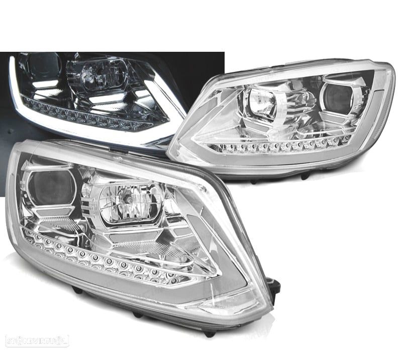 CONJUNTO DE FARÓIS VW TOURAN II 10-15 TRU DRL COM INDICADORES LEDS DINÂMICOS CRISTAL - 1