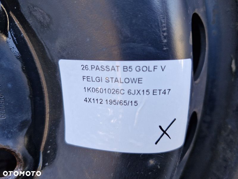 vw passat b6 a3 8p golf v octavia ii felgi stalowe 15 cali 5x112 et47 1k0601026c - 8