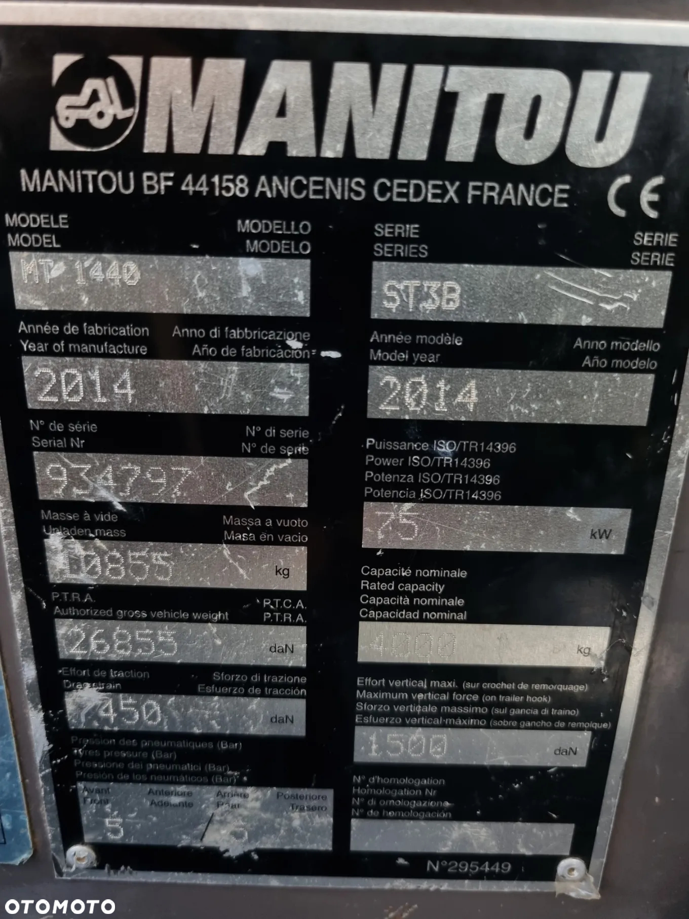 Manitou Ładowarka teleskopowa MT1440 JakNowa 2015r z Norwegii niski przebieg 3100 mtg Oryginał 14 metrów PERKINS SILNIK - 37