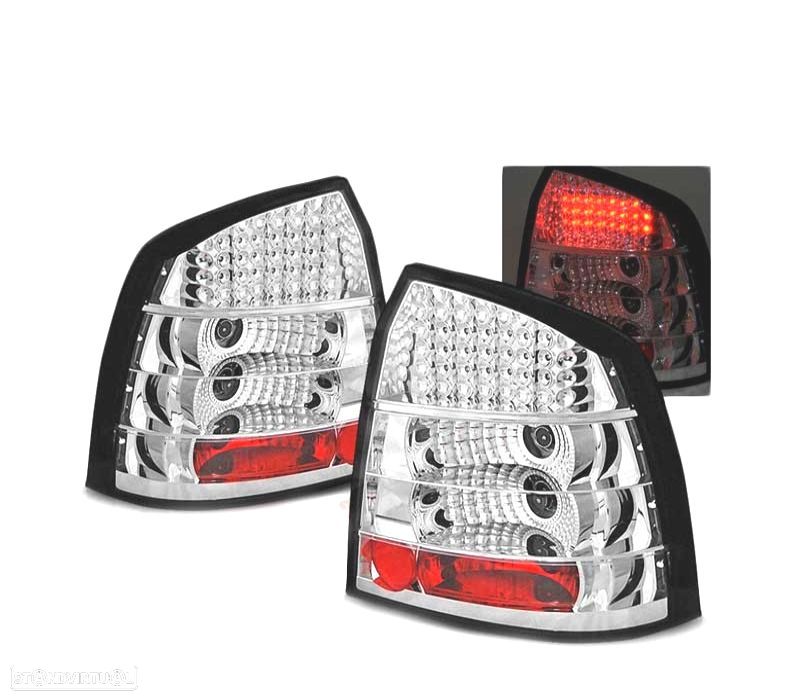 FAROLINS TRASEIROS LED OPEL ASTRA G 97-04 3P 5P CHROME CROMADO - 1