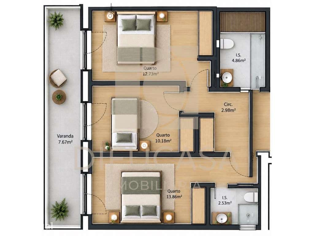 R371 - Apartamento T3 com 2 Varandas, Suíte +2 Parqueamentos | Pinh... - Grande imagem: 3/8