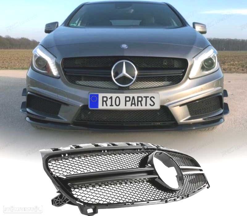 GRELHA FRONTAL MERCEDES CLASE A W17612-15 LOOK AMG A45 PRETO BRILHANTE - 1
