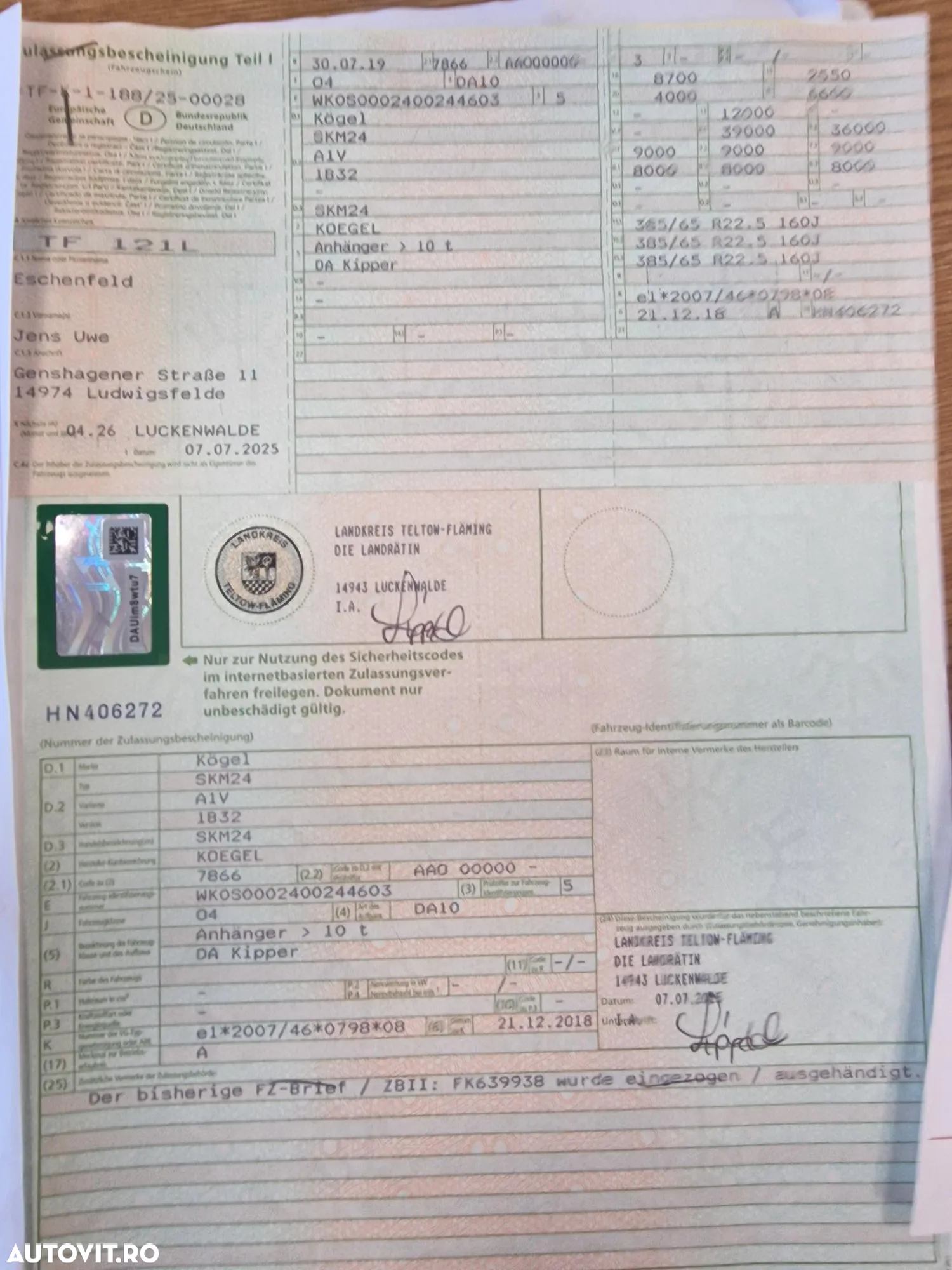 Kögel 28mc, 2019, TERMOIZOLANTA, masa propie 6,6t, axe SAF, jante ALUMINIU, Axa LIFTABILA, prelata, scena vizitare, picioare sprijin, anvelolope 80% ok, posibilitate leasing, STARE FOARTE BUNA-PROMOTIE 19.900 EUR+Tva - 31