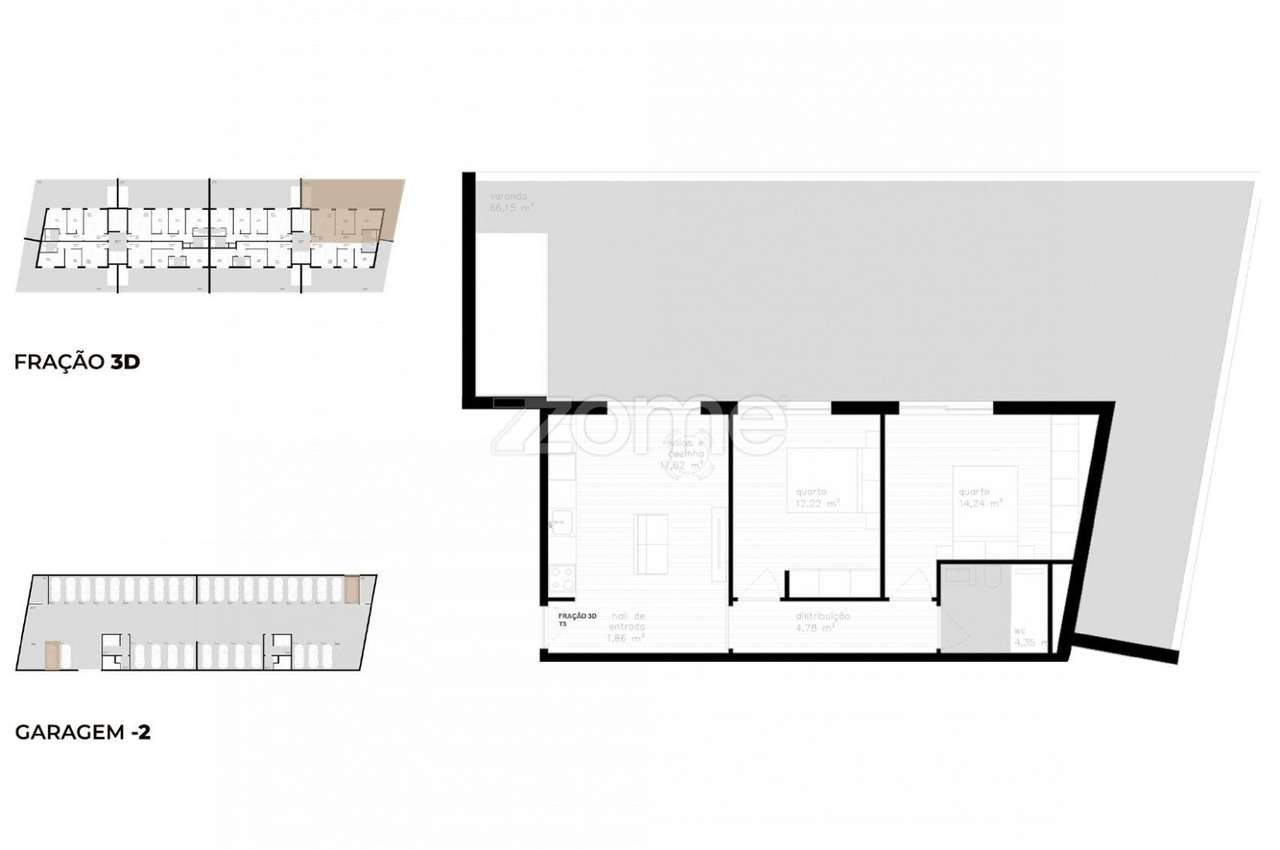 Apartamento T2 (3D) localizado no piso 3, com área total de 184.15 ... - Grande imagem: 2/23