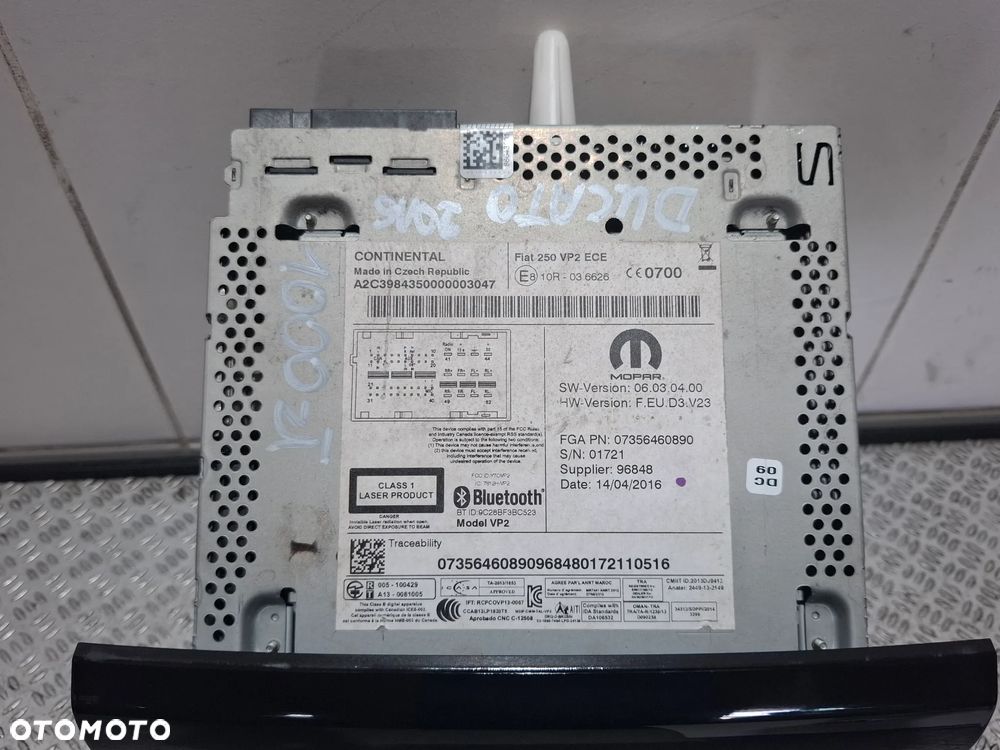 Radio Fiat Ducato rok 2016 rok nr 07356460890 kod 5431 - 3