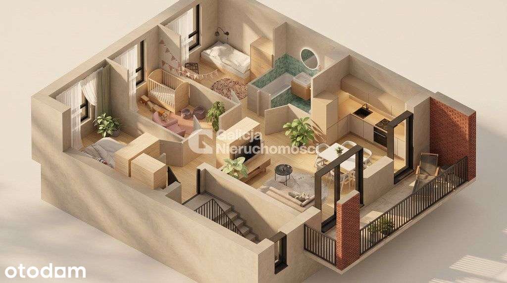 4 pokojowe mieszkanie o powierzchni 62 m² | balkon