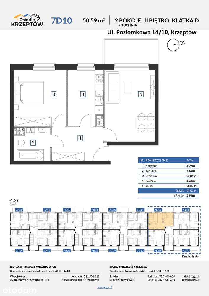 50,59m² +STRYCH 34m² +BALKON 5,84m² +M.PARKING.-pod Wrocławiem+las