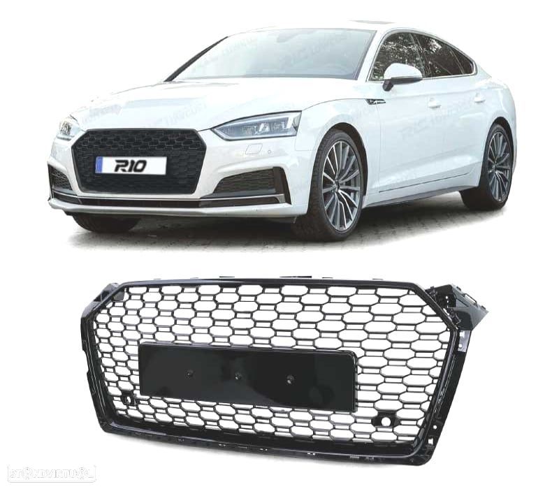 GRELHA DIANTEIRA AUDI A5 16-20 PDC LOOK RS5 PRETO BRILHANTE - 1