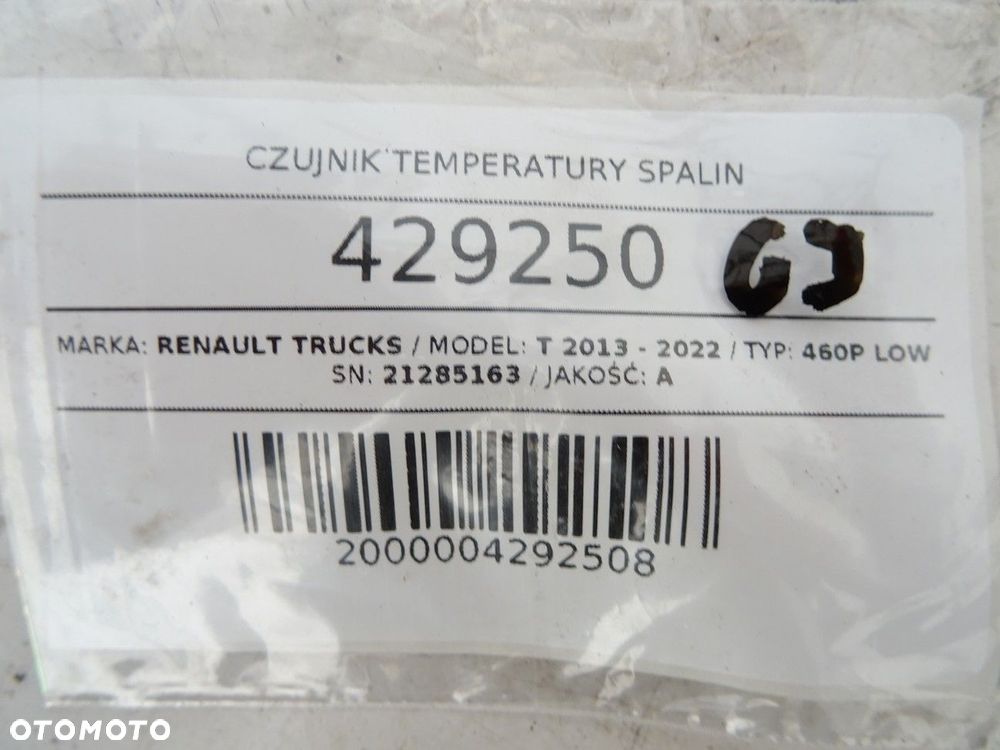 CZUJNIK TEMPERATURY SPALIN  RENAULT TRUCKS T 2013 - 2022 460P LOW 338 kW [460 KM] 6x2 2013 21285163 - 4