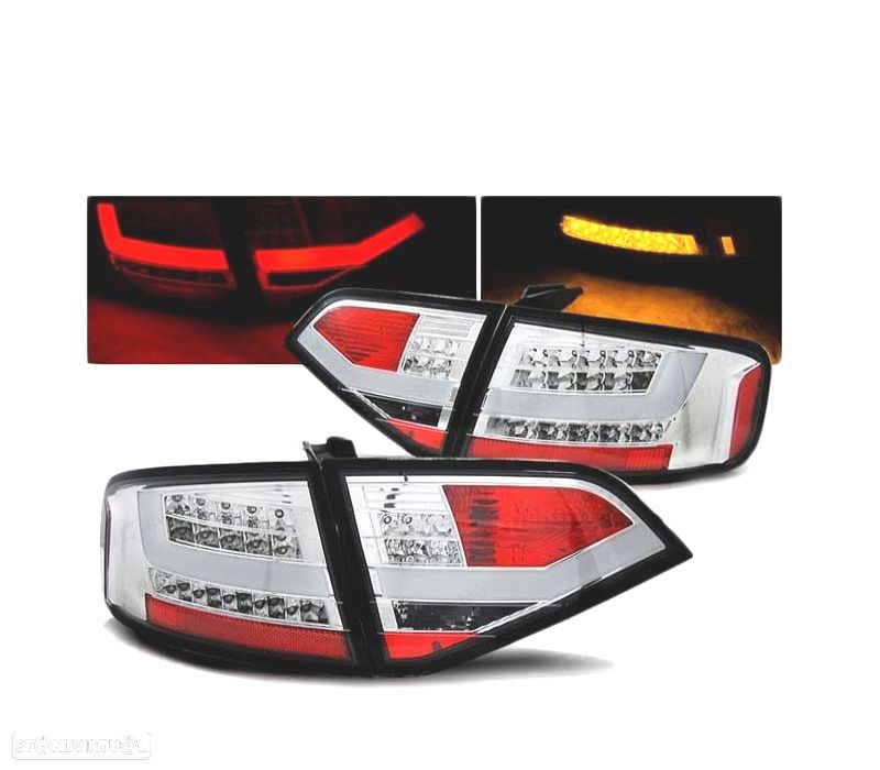 FAROLINS TRASEIROS LED PARA AUDI A4 B8 SEDAN 08-11 CROMADO - 1