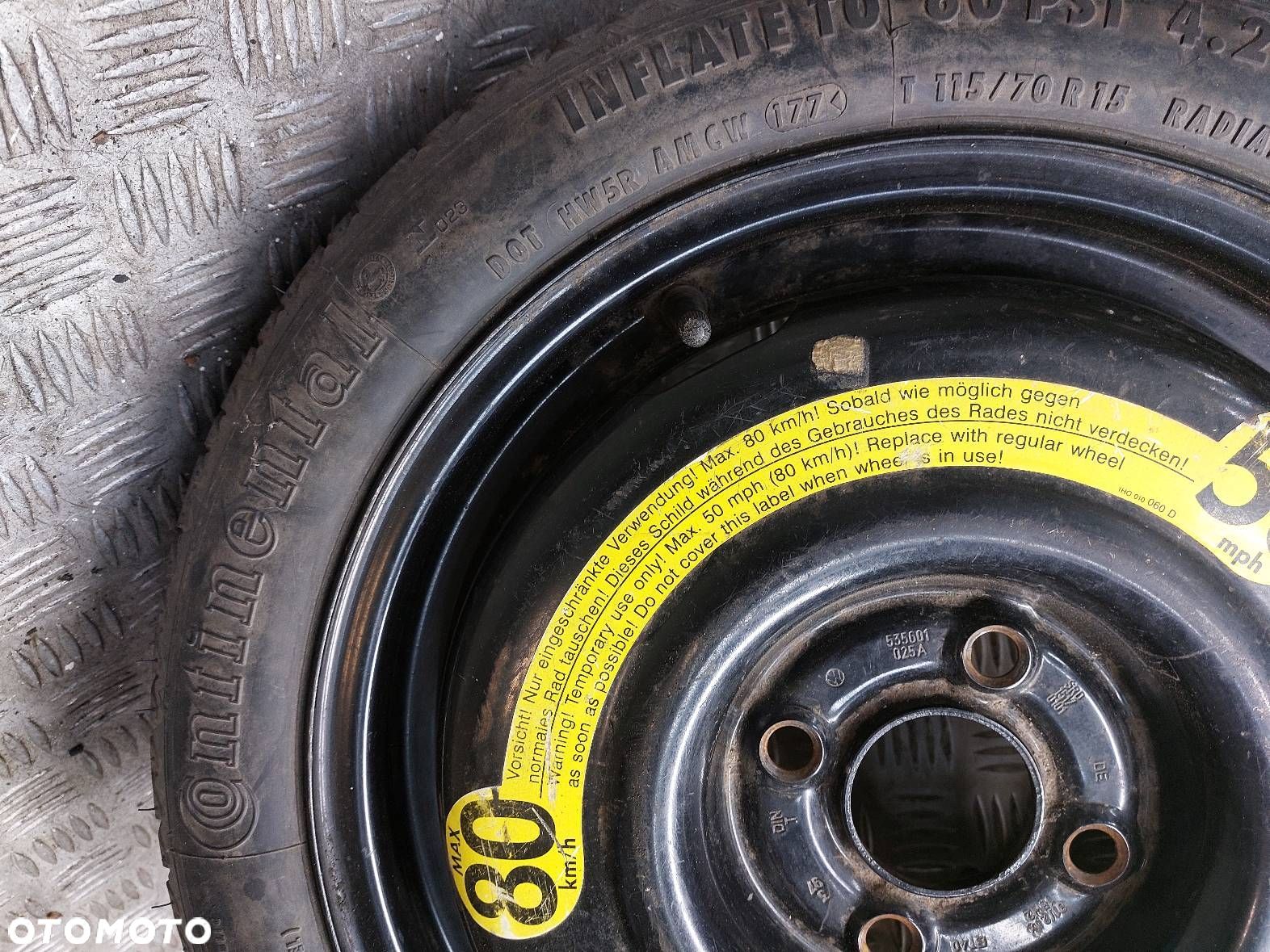 DOJAZDÓWKA 4x100 3,5Jx15 ET40 FI57,1 115/70R15 VW SEAT 535601025A - 4