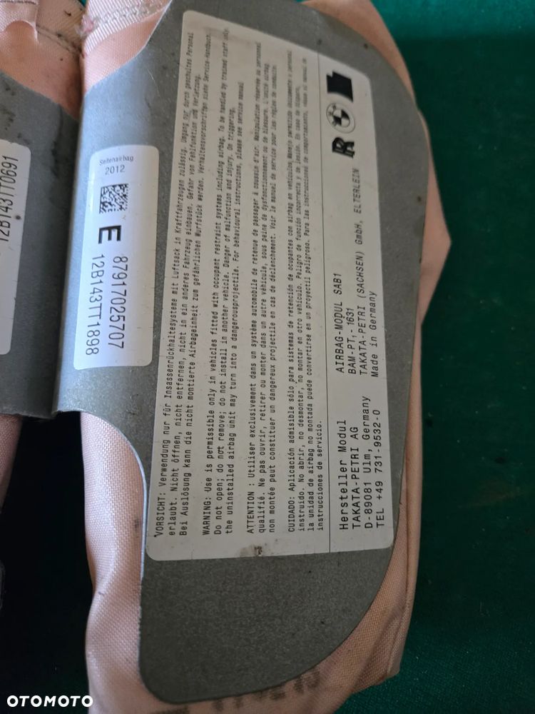 PODUSZKA POWIETRZNA FOTELA AIR BAG PRAWA LEWA do BMW F10 F11 - 2