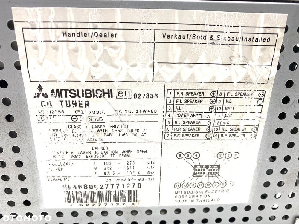 RADIO  MITSUBISHI COLT VI (Z3_A, Z2_A) 2002 - 2012 1.1 55 kW [75 KM] benzyna 2004 - 2012 - 4