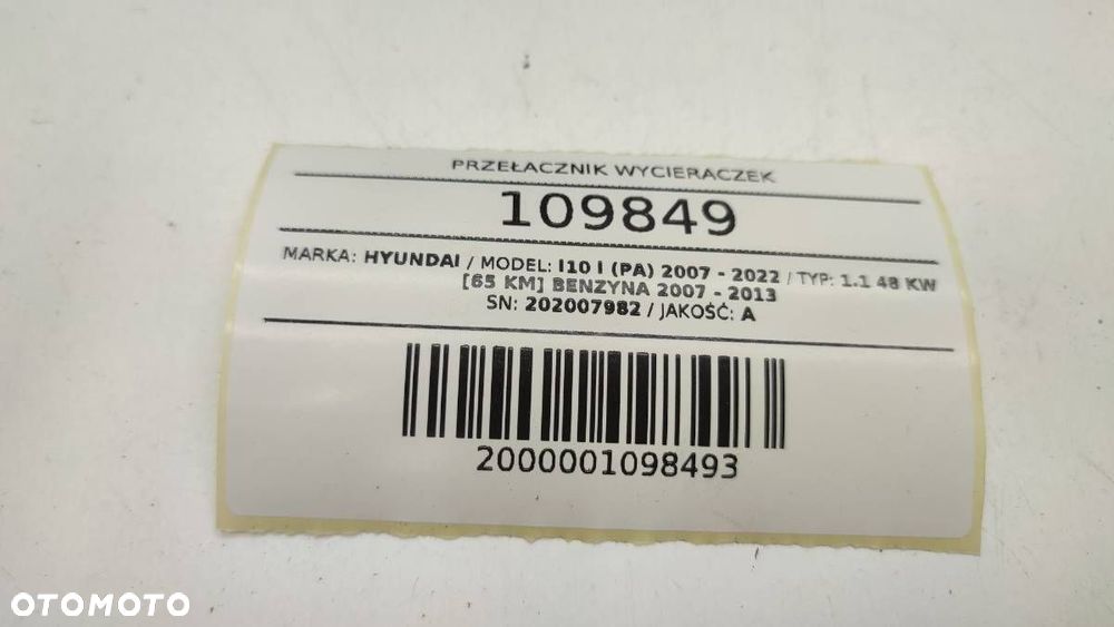 PRZEŁĄCZNIK WYCIERACZEK MANETKA HYUNDAI I10 I 202007982 - 5