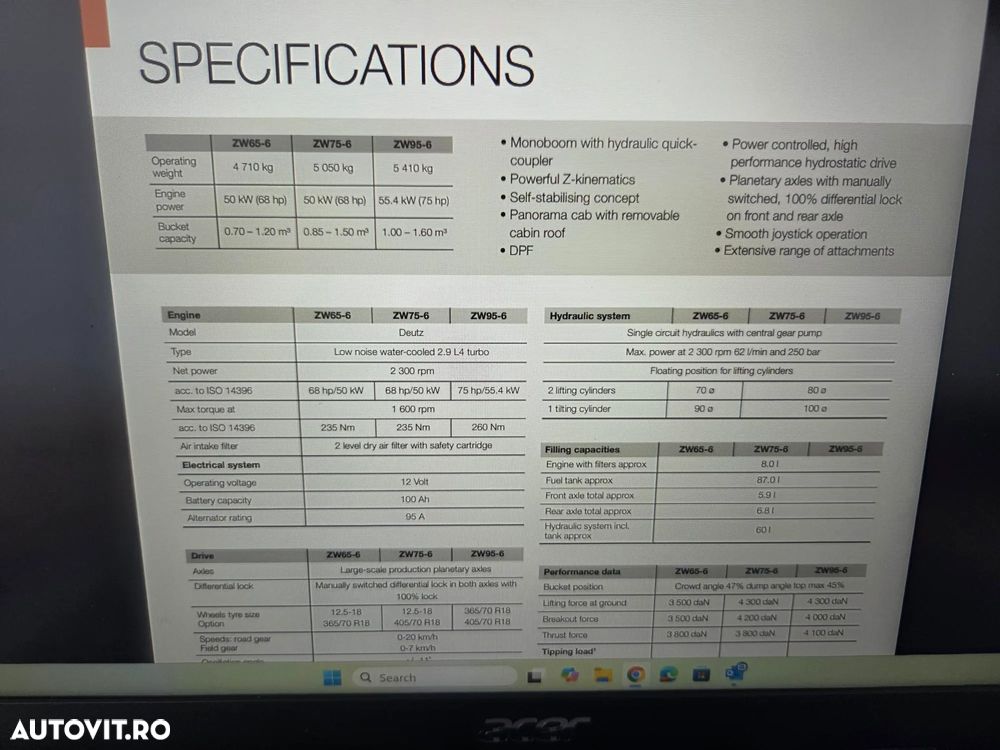 Hitachi ZW75, 2020, 1.915h, ridica 2,4t la 3,2m, CUPA 4x1 MULTIFUNTIONALA 1mc, cupa noua 1mc, furci, cupla rapida, aer conditiona, motor Deutz 75CP euro 6, Garda sol inalta 32cm, produs in Germania, STARE FOARTE BUNA, posibil leasing 4 ani-PROMOTIE 37.900eur - 25
